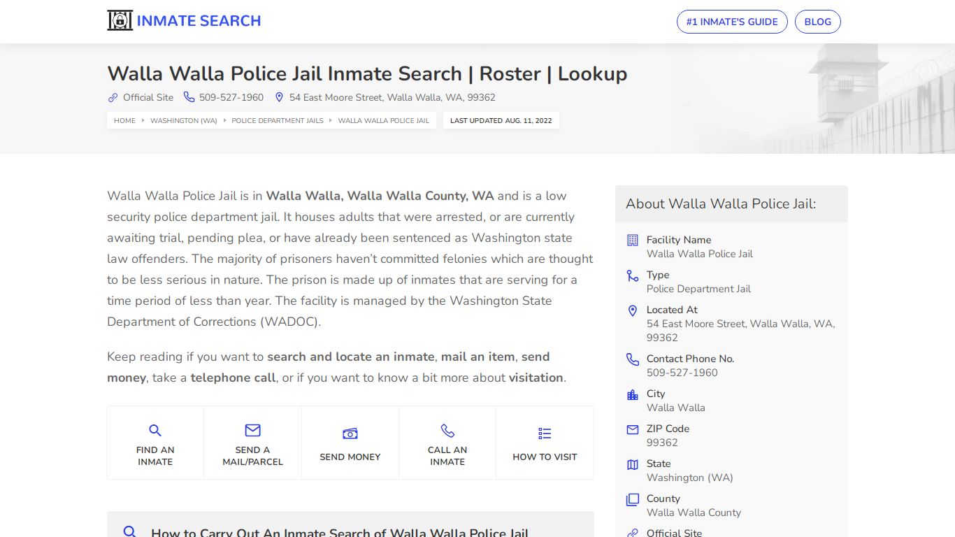 Walla Walla Police Jail Inmate Search | Roster | Lookup