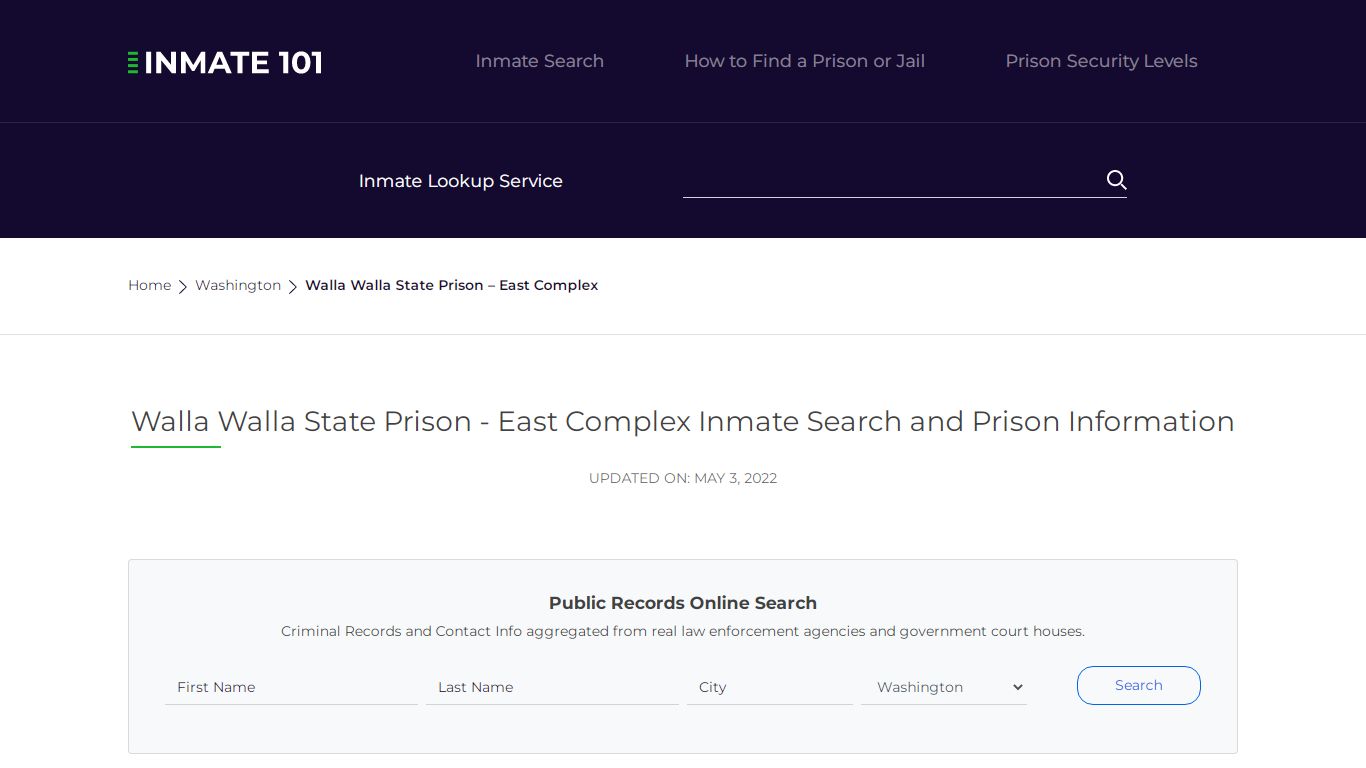 Walla Walla State Prison - East Complex Inmate Search ...